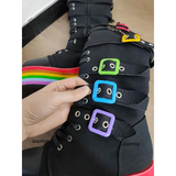 Women's Gothic Rainbow Platform Boots - Black - Rainbow Platform Boots - 46 B - PU Leather - image 8