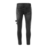 Men's Punk Skinny Denim Buckle Jeans - Black - Skinny Jeans - XXXL - Polyester Denim - image 14