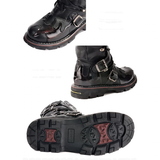 Men's Knee-High Combat Motorcycle Boots - Black - 3903 / Biker Boots - 38 B - PU Leather - image 14