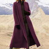 Women's Long Woolen Cardigan Coat - Black - Jacket - 3XL - Wool Blend - image 3