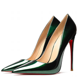 Women's Red Bottom High Heeled Pumps - Green - 1 / Patent / 12cm - 43 B - Genuine Patent Leather - image 1