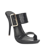 Women's Big Buckle High Heel Slides - Black - Formal Shoes - 43 B - PU Leather - image 32