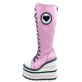Women's Canvas Platform Wedge Sneakers - Pink/White - Heart - Platform Sneakers - 46 B - Canvas - image 13