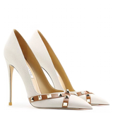 Women's Luxury Leather Rivet Stilettos - Apricot - 3 / Suede / 10cm - 41 B - Genuine Leather - image 12