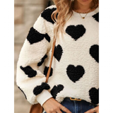 Women's Fuzzy Heart Winter Sweatshirt - Chestnut - Sweater - 2XL - Plush - image 14