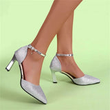 Women's Gold Silver Rose Glitter Shoes - Gold - Formal Sandals - 40 B - PU Leather - image 6