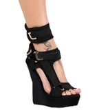 Women's High Buckle Strap Wedge Sandal - Black - Wedge Sandals - 10.5 B - PU Suede Leather - image 2