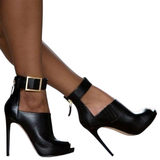 Women's High Buckle Strap Stiletto Sandal - Black - Buckle Strap Stilettos - 46 B - PU Leather - image 31