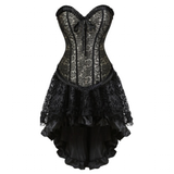 Women's Victorian Gothic Corset Skirt Set - Grey - 1 / Corset Skirt Set - 6XL - Polyester - image 1