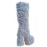 Women's Knee-High Fuzzy Platform Boots - Beige - Fuzzy Boots - 42 B - Faux Fur/PU Leather - image 19