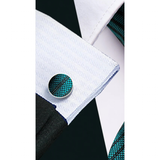 Funki Buys | Neckties | Men's 3 Pcs Teal Striped Formal Tie Set