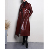 Women's Aligator Print Faux Leather Coat - Alligator Pattern - Black - 7XL - PU leather - image 7