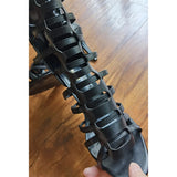 Women's Roman Gladiator Lace Up Stilettos - Black - Platform Sandals - 44 B - PU Leather - image 21
