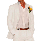 Men's 2 Pcs Linen Beach Wedding Suit - Beige - Beach Wedding Suit - Custom - Linen - image 31