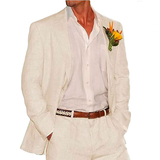 Men's 2 Pcs Linen Beach Wedding Suit - Beige - Beach Wedding Suit - Custom - Linen - image 32