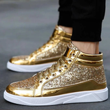 Men's Women's Bling Lace Up Sneakers - Gold - Bling Sneakers - 9.5 B - PU Leather - image 4