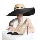 Women's Genuine Leather Fashion High Heels - Beige/Black - 1 / Suede / 12cm / Stilettos - 46 B - Genuine Leather - image 17