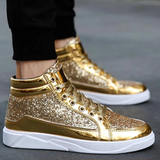 Men's Women's Bling Lace Up Sneakers - Gold - Bling Sneakers - 9.5 B - PU Leather - image 12