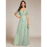 Women's Long Sequin Lace Formal Dress - Green - Gown - 26 - Polyester/Chiffon/Tulle - image 39