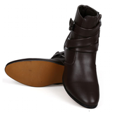 Men's Buckle Strap Block Heel Dress Boots - Black - Dress Boot - 12 B - PU Leather - image 21