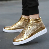Men's Women's Bling Lace Up Sneakers - Gold - Bling Sneakers - 9.5 B - PU Leather - image 6