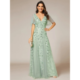 Women's Long Sequin Lace Formal Dress - Green - Gown - 26 - Polyester/Chiffon/Tulle - image 41