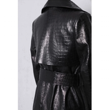 Women's Aligator Print Faux Leather Coat - Alligator Pattern - Black - 7XL - PU leather - image 33
