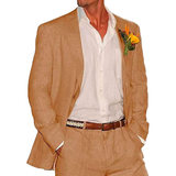 Men's 2 Pcs Linen Beach Wedding Suit - Beige - Beach Wedding Suit - Custom - Linen - image 34