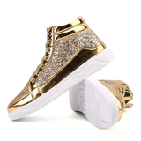 Men's Women's Bling Lace Up Sneakers - Gold - Bling Sneakers - 9.5 B - PU Leather - image 21