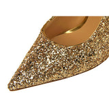 Women's High Heel Glitter Prom Pumps - Gold - 9.5cm / Glitter Shoe - 43 B - PU Leather - image 15