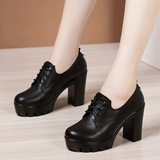 Women's Lace Up Platform Mary Janes - Red - 13cm / High Mary Janes - 43 B - PU Leather - image 12