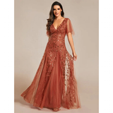 Women's Long Sequin Lace Formal Dress - Green - Gown - 26 - Polyester/Chiffon/Tulle - image 45