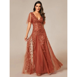 Women's Long Sequin Lace Formal Dress - Green - Gown - 26 - Polyester/Chiffon/Tulle - image 47