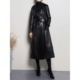 Women's Aligator Print Faux Leather Coat - Alligator Pattern - Black - 7XL - PU leather - image 28