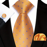 Funki Buys | Neckties | Men's 3 Pcs Gold Purple Polka Dot Tie Set