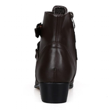 Men's Buckle Strap Block Heel Dress Boots - Black - Dress Boot - 12 B - PU Leather - image 23