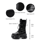 Women's Punk Style Lace-up Platform Boot - Black - Chunky Boots - 43 B - PU Leather - image 13