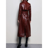 Women's Aligator Print Faux Leather Coat - Alligator Pattern - Black - 7XL - PU leather - image 14