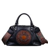 Handbags Women's Boho Leather Tote Bag - Dark Grey Blue - Handbag - Medium - Genuine Leather - image 2