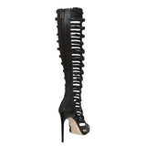 Women's Roman Gladiator Lace Up Stilettos - Black - Platform Sandals - 44 B - PU Leather - image 15