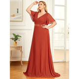 Women's Plus Size Long Evening Dress - Burnt Orange - Dress - 26 - Polyester Chiffon - image 7