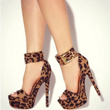 Women's Super High Leopard Print Stilettos - Beige - Leopard-Print - Stiletto Sandals - 43 B - PU Suede Leather - image 7