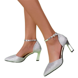 Women's Gold Silver Rose Glitter Shoes - Silver - Formal Sandals - 40 B - PU Leather - image 29