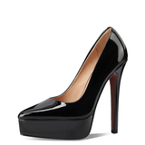 Women's Genuine Patent Black Stilettos - Black - 14cm Heel - 44 B - Patent Leather - image 1