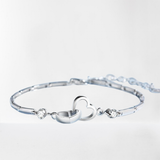 Women's Double Heart Silver Bracelet - Silver - Double Heart Bracelet - Medium - Sterling Silver Plated - image 1