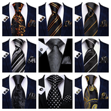 Men's 3 Pcs 100% Silk Luxury Tie Sets - C-3475 - One Size - Silk - image 25