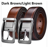 Men's Leather Reversible Rotatable Belt - Cognac/Light Brown - Men's Belt - 85cm (Waist 70cm) - Genuine Leather - image 7