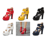 Women's Block Heeled Platform Sandals - Black - Heels - 43 B - PU Leather - image 9
