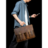 Messenger Bags Men's Leather Laptop Bag - Brown - Men's Bag - Large - Genuine Leather - image 12