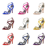 Women's Luxury Satin Crystal Bridal Sandals - White - Bridal Stilettos - 43 B - Satin - image 16